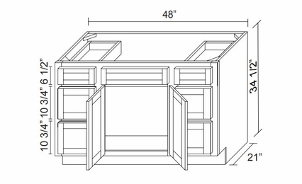 Kabinet King Gallant White VSD4821DLR: Vanity Sink Base Cabinet with Six Drawers: Assembled Kitchen Cabinets