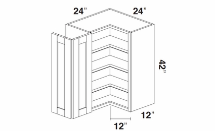 Kabinet King Gallant White WCOR2442: Pie Cut Corner Wall Cabinet: Assembled Kitchen Cabinets