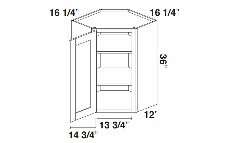 Kabinet King Gallant White WDC2436: Diagonal Corner Wall Cabinet: Assembled Kitchen Cabinets