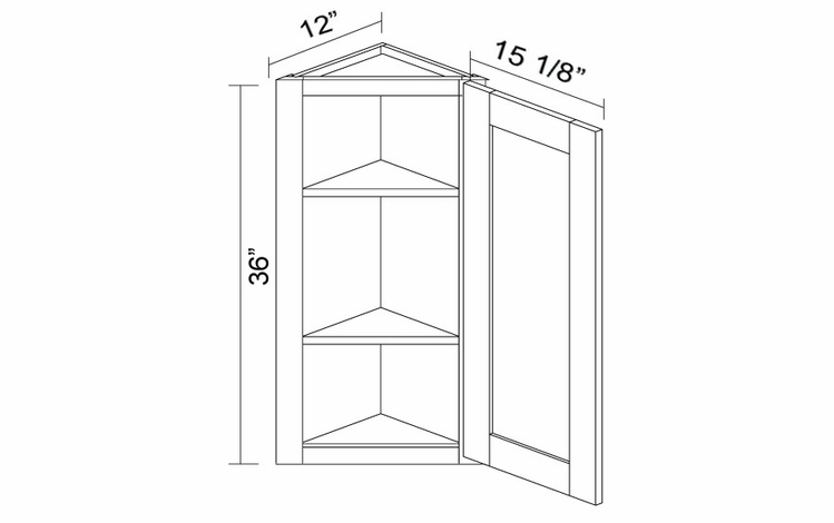 Kabinet King Gallant White WECA36R: Angle End Wall Cabinet: Assembled Kitchen Cabinets
