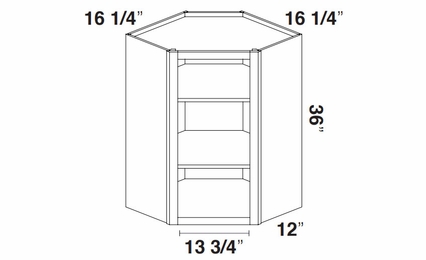 Kabinet King Gallant White WOCD2436: Open Diagonal Corner Wall Cabinet: Assembled Kitchen Cabinets