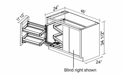 Kabinet King Imperial White BBC45/48FHL/R-MC: Base Blind Cabinet With Magic Corner: Assembled Kitchen Cabinets