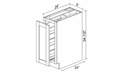 Kabinet King Imperial White BPP09: Base Pantry Pullout Cabinet: Assembled Kitchen Cabinets