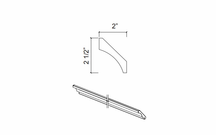 Kabinet King Imperial White CVM8: Curved Crown Molding: Assembled Kitchen Cabinets