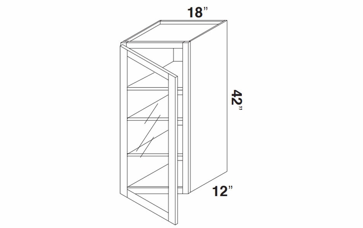 Kabinet King Imperial White GDW1842: Single Door Glass Wall Cabinet: Assembled Kitchen Cabinets