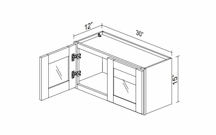 Kabinet King Imperial White GDW3015: Double Door Glass Wall Cabinet: Assembled Kitchen Cabinets