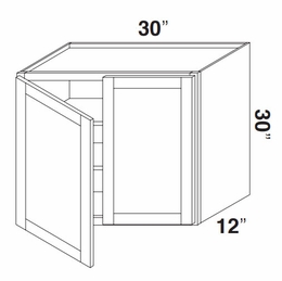 Kabinet King Imperial White GDW3030: Double Door Glass Wall Cabinet: Assembled Kitchen Cabinets
