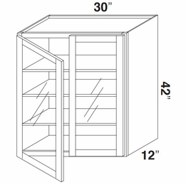 Kabinet King Imperial White GDW3042: Double Door Glass Wall Cabinet: Assembled Kitchen Cabinets