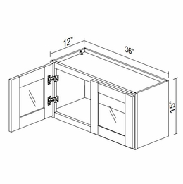 Kabinet King Imperial White GDW3615: Double Door Glass Wall Cabinet: Assembled Kitchen Cabinets