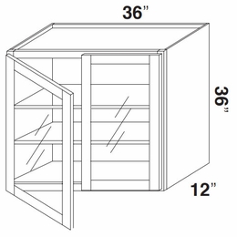 Kabinet King Imperial White GDW3636: Double Door Glass Wall Cabinet: Assembled Kitchen Cabinets