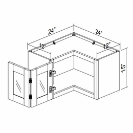Kabinet King Imperial White GDWCOR2415: Pie Cut Corner Glass Wall Cabinet: Assembled Kitchen Cabinets