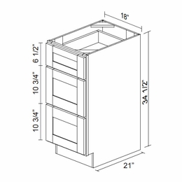 Kabinet King Imperial White VDB18-3: Vanity Drawer Base Cabinet: Assembled Kitchen Cabinets