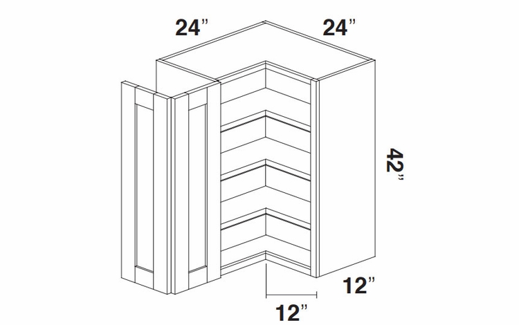 Kabinet King Imperial White WCOR2442: Pie Cut Corner Wall Cabinet: Assembled Kitchen Cabinets