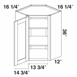 Kabinet King Imperial White WDC2436: Diagonal Corner Wall Cabinet: Assembled Kitchen Cabinets