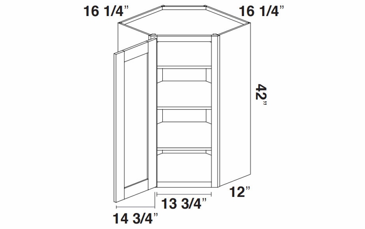 Kabinet King Imperial White WDC2442: Diagonal Corner Wall Cabinet: Assembled Kitchen Cabinets