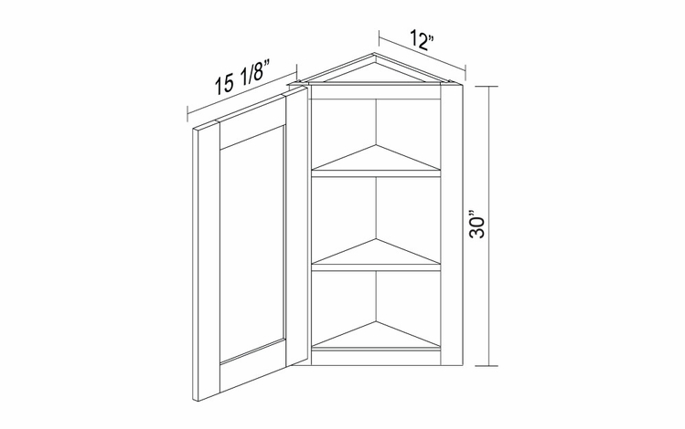 Kabinet King Imperial White WECA30L: Angle End Wall Cabinet: Assembled Kitchen Cabinets