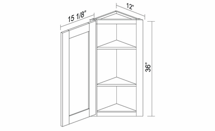 Kabinet King Imperial White WECA36L: Angle End Wall Cabinet: Assembled Kitchen Cabinets