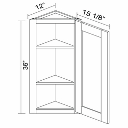 Kabinet King Imperial White WECA36R: Angle End Wall Cabinet: Assembled Kitchen Cabinets