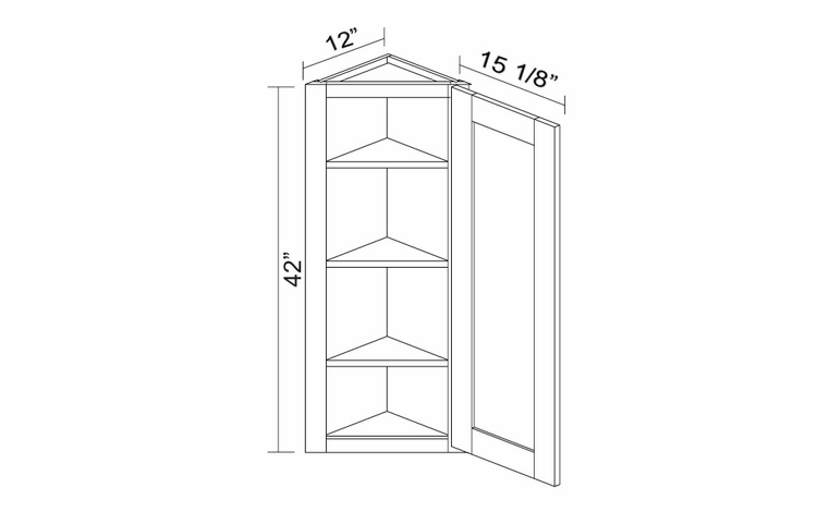 Kabinet King Imperial White WECA42R: Angle End Wall Cabinet: Assembled Kitchen Cabinets