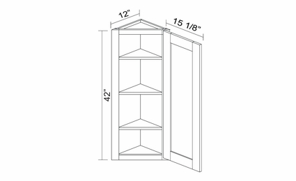 Kabinet King Imperial White WECA42R: Angle End Wall Cabinet: Assembled Kitchen Cabinets