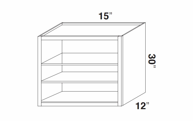 Kabinet King Imperial White WOC1530: Open Wall Cabinet: Assembled Kitchen Cabinets