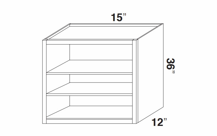Kabinet King Imperial White WOC1536: Open Wall Cabinet: Assembled Kitchen Cabinets