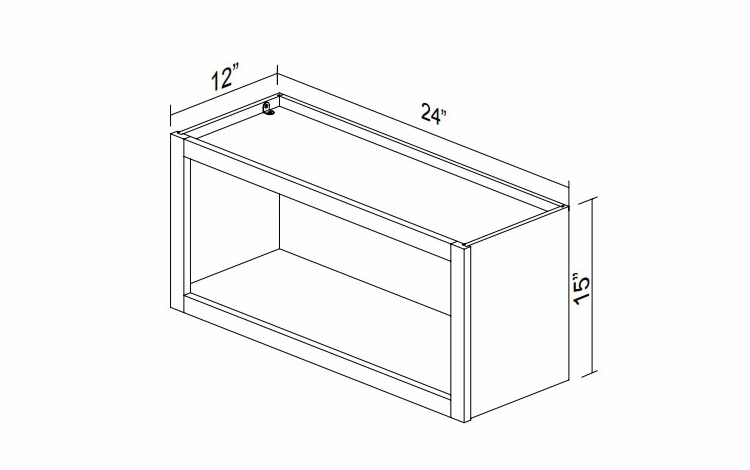 Kabinet King Imperial White WOC2415: Open Wall Cabinet: Assembled Kitchen Cabinets
