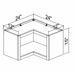 Kabinet King Imperial White WOCOR2415: Open Pie Cut Corner Wall Cabinet: Assembled Kitchen Cabinets