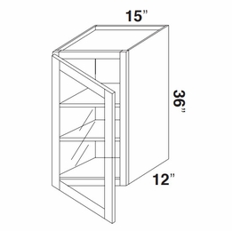 Kabinet King Monarch Grey GDW1536: Single Door Glass Wall Cabinet: Assembled Kitchen Cabinets