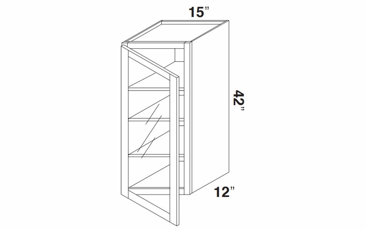 Kabinet King Monarch Grey GDW1542: Single Door Glass Wall Cabinet: Assembled Kitchen Cabinets