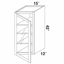 Kabinet King Monarch Grey GDW1542: Single Door Glass Wall Cabinet: Assembled Kitchen Cabinets