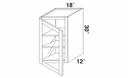 Kabinet King Monarch Grey GDW1830: Single Door Glass Wall Cabinet: Assembled Kitchen Cabinets
