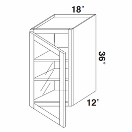 Kabinet King Monarch Grey GDW1836: Single Door Glass Wall Cabinet: Assembled Kitchen Cabinets