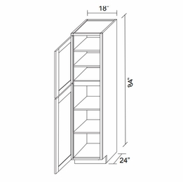 Kabinet King Monarch Grey PC1884: Single Door Pantry: Assembled Kitchen Cabinets