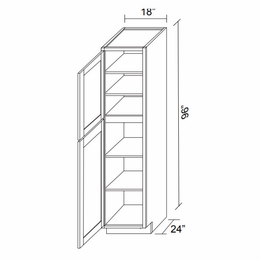 Kabinet King Monarch Grey PC1896: Single Door Pantry: Assembled Kitchen Cabinets