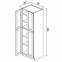 Kabinet King Monarch Grey PC2484: Double Door Pantry: Assembled Kitchen Cabinets
