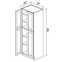 Kabinet King Monarch Grey PC2490: Double Door Pantry: Assembled Kitchen Cabinets