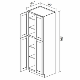 Kabinet King Monarch Grey PC2496: Double Door Pantry: Assembled Kitchen Cabinets