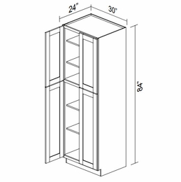 Kabinet King Monarch Grey PC3084: Double Door Pantry: Assembled Kitchen Cabinets