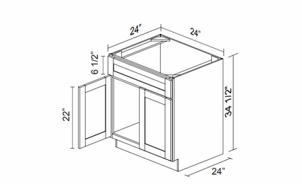 Kabinet King Monarch Grey SB24: Sink Base Cabinet: Assembled Kitchen Cabinets