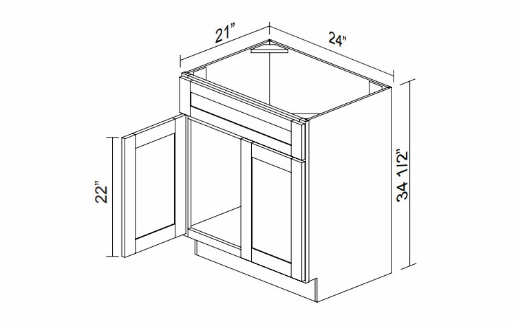 Kabinet King Monarch Grey VA2421: Vanity Sink Base Cabinet: Assembled Kitchen Cabinets