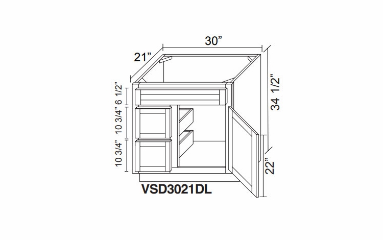 Kabinet King Monarch Grey VSD3021DL: Vanity Sink Base Cabinet with Two Drawers: Assembled Kitchen Cabinets