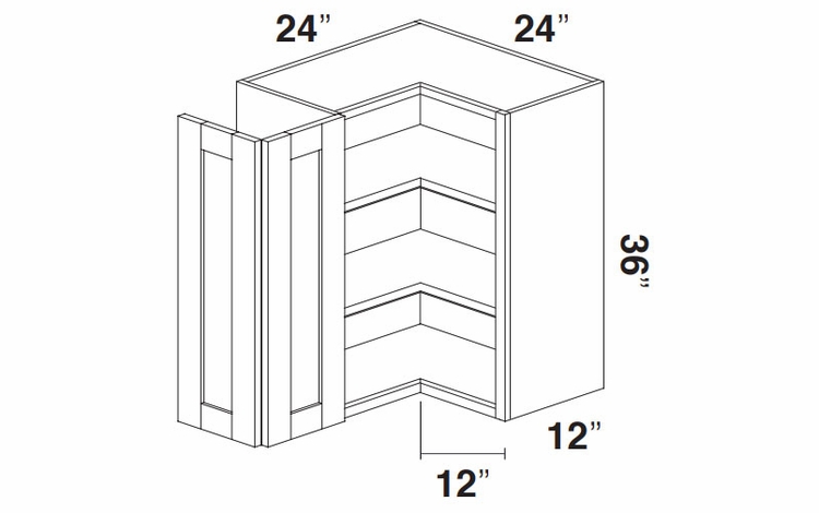 Kabinet King Monarch Grey WCOR2436: Pie Cut Corner Wall Cabinet: Assembled Kitchen Cabinets