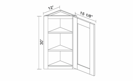 Kabinet King Monarch Grey WECA30R: Angle End Wall Cabinet: Assembled Kitchen Cabinets