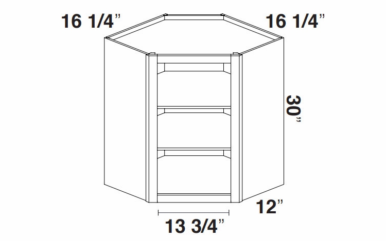 Kabinet King Monarch Grey WOCD2430: Open Diagonal Corner Wall Cabinet: Assembled Kitchen Cabinets