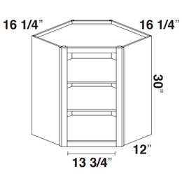 Kabinet King Monarch Grey WOCD2430: Open Diagonal Corner Wall Cabinet: Assembled Kitchen Cabinets