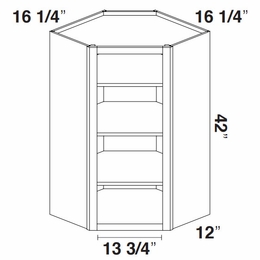 Kabinet King Monarch Grey WOCD2442: Open Diagonal Corner Wall Cabinet: Assembled Kitchen Cabinets