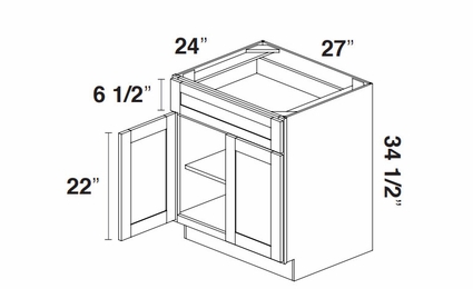 Kabinet King Noble White Oak B27: Double Door Base Cabinet: Assembled Kitchen Cabinets