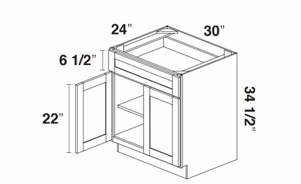 Kabinet King Noble White Oak B30: Double Door Base Cabinet: Assembled Kitchen Cabinets