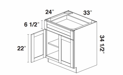 Kabinet King Noble White Oak B33: Double Door Base Cabinet: Assembled Kitchen Cabinets